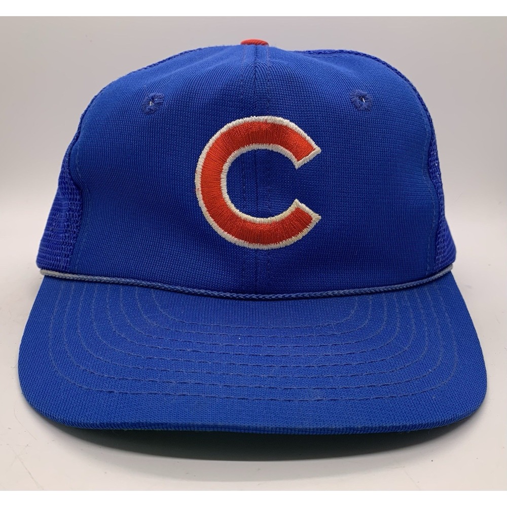 Vintage 90s Chicago Cubs‎ Hat Cap Snap Back Mesh Blue Red Twins Trucker Mens